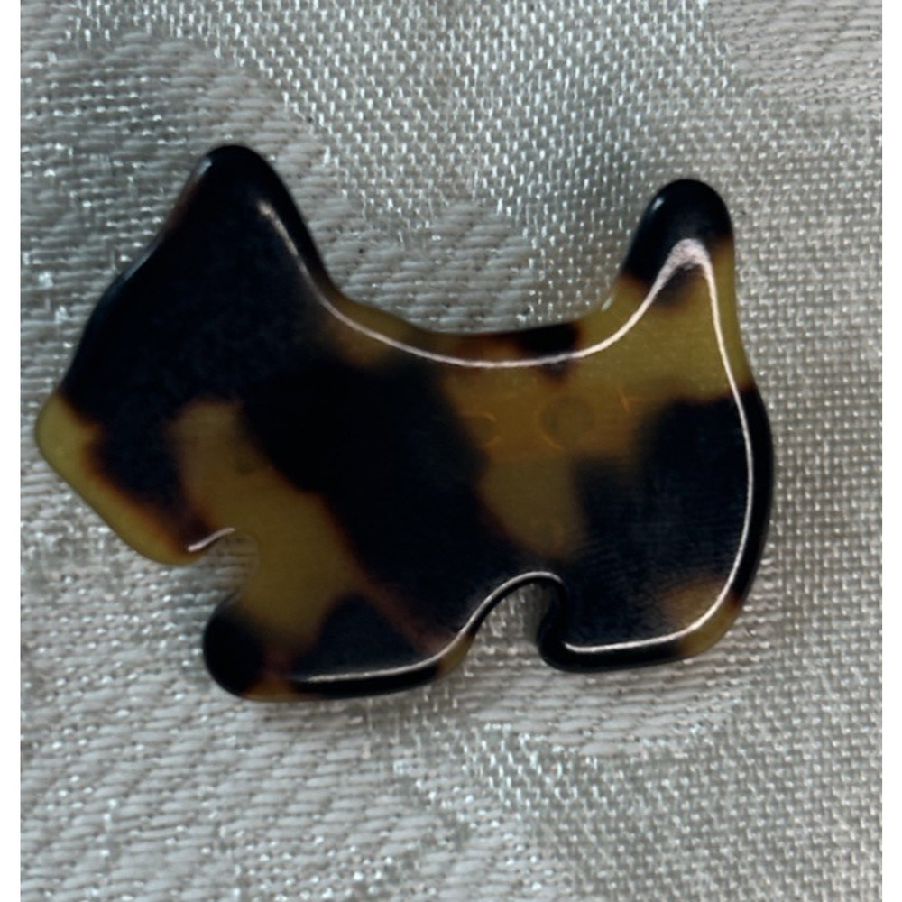 Vintage AGATHA PARIS Signed Tortoise Celluloid Scottie Scotty Dog Brooch Pin
